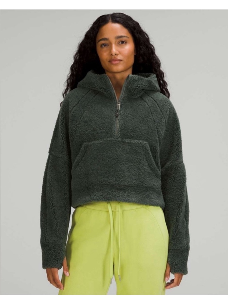 Lululemon Scuba Oversized Half-Zip Fleece Hoodie Smoked Spruce